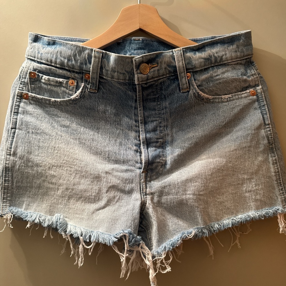 GAP Blue Jean Shorts with Distressed Hem